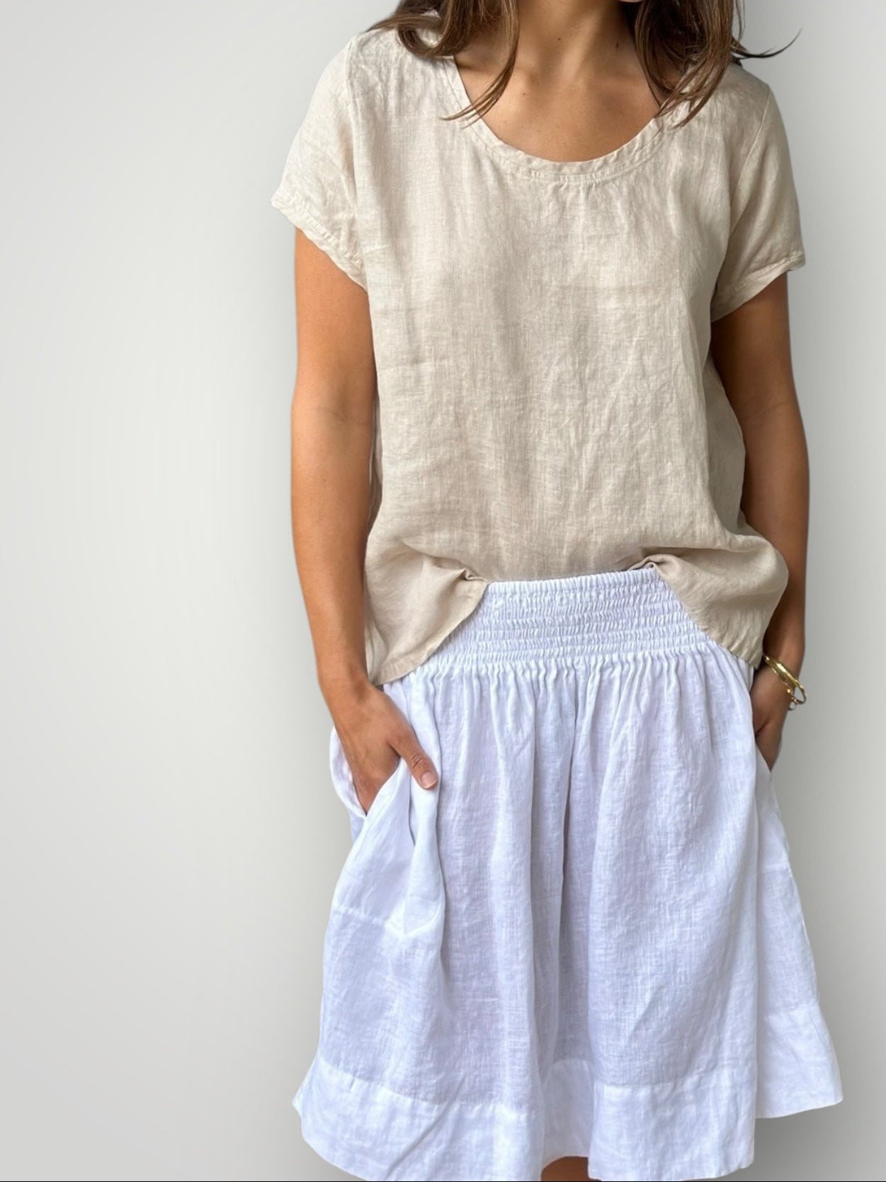 zoe skirt - white linen Apparel
