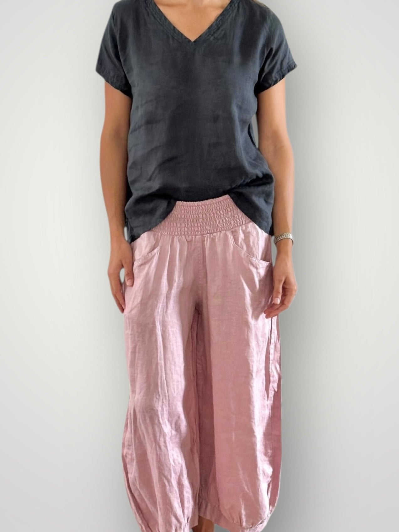 jackie pants - dusty rose linen Apparel