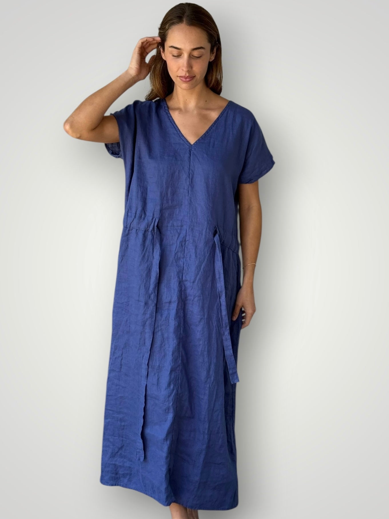 harper dress - blue dusk linen Apparel