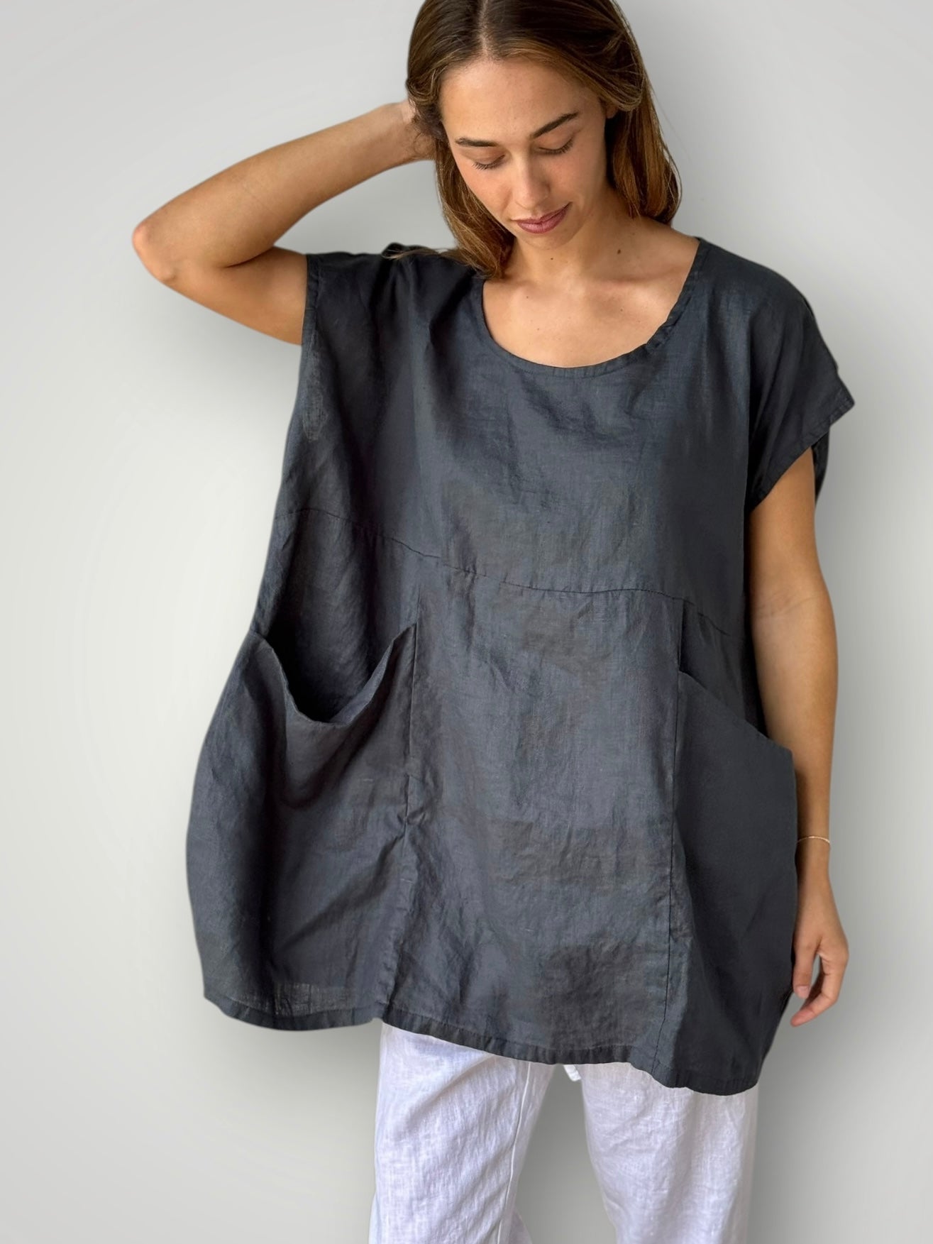 melrose top - charcoal linen Apparel
