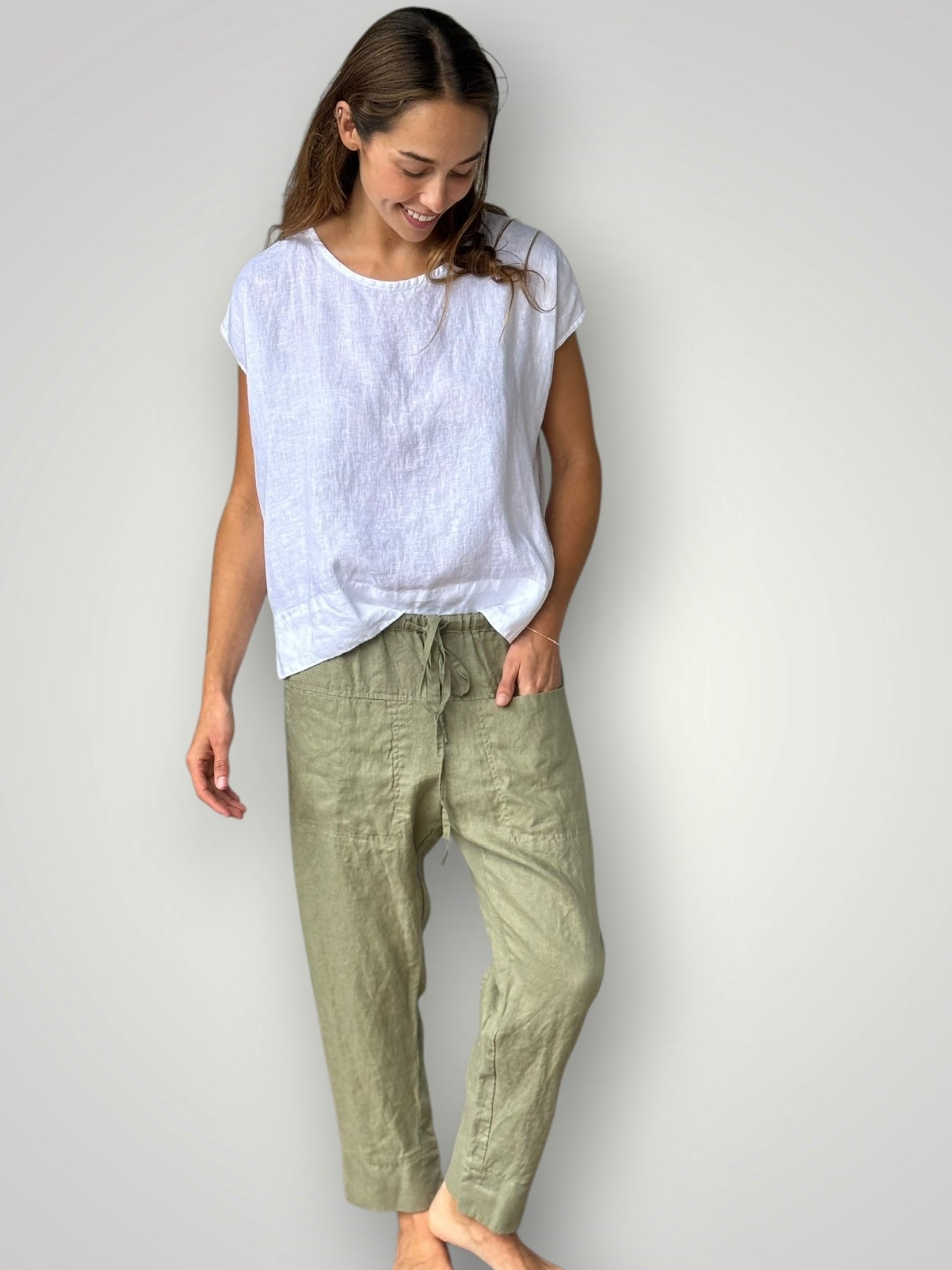darcy pants - sage linen Apparel