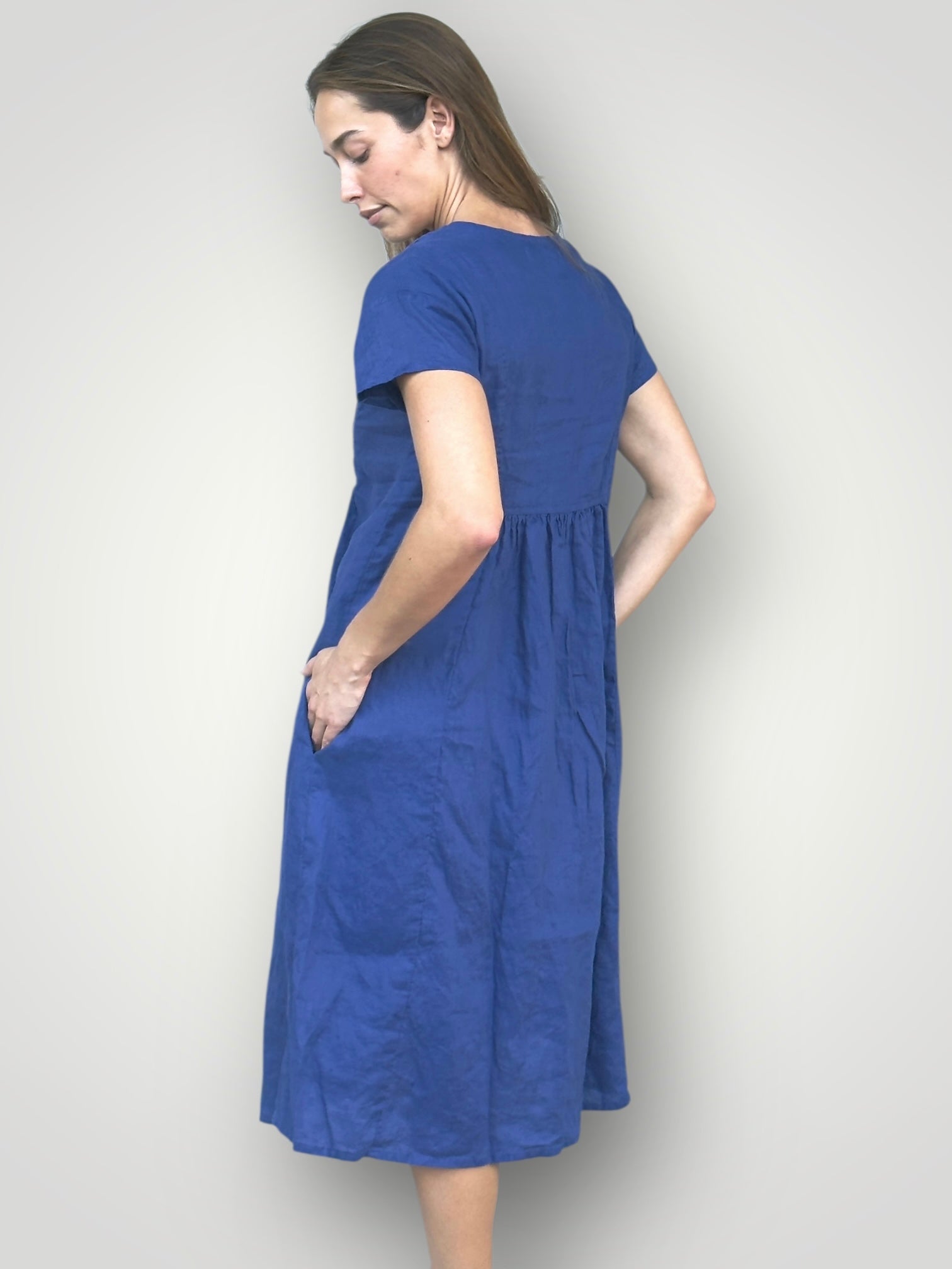 nellie dress-blue dusk linen