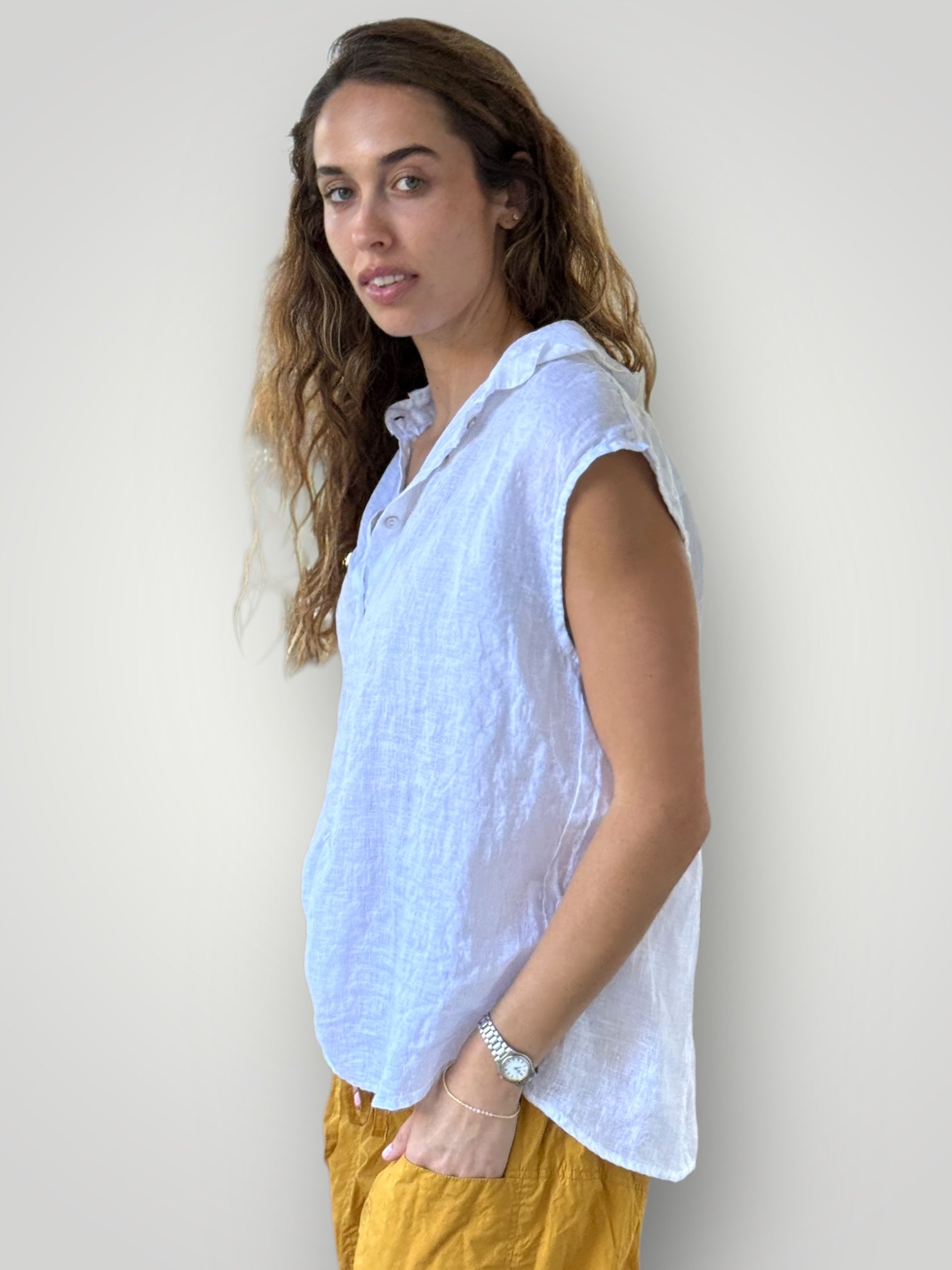 lexi top- white linen Apparel