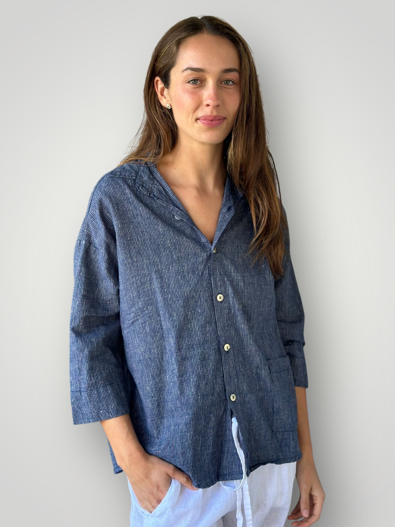 deanna shirt - fine navy stripe Apparel