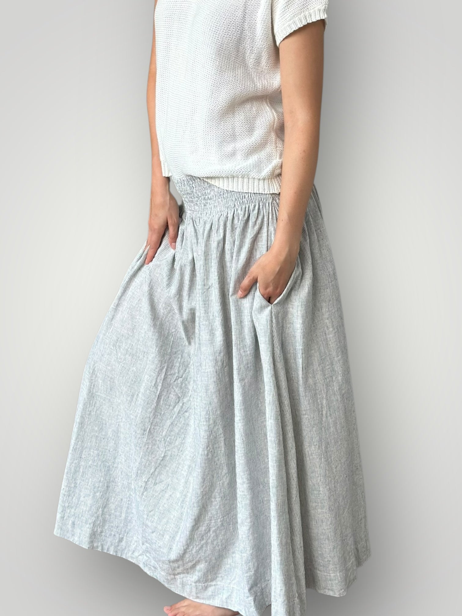 lulu skirt-fine grey stripe hemp Apparel