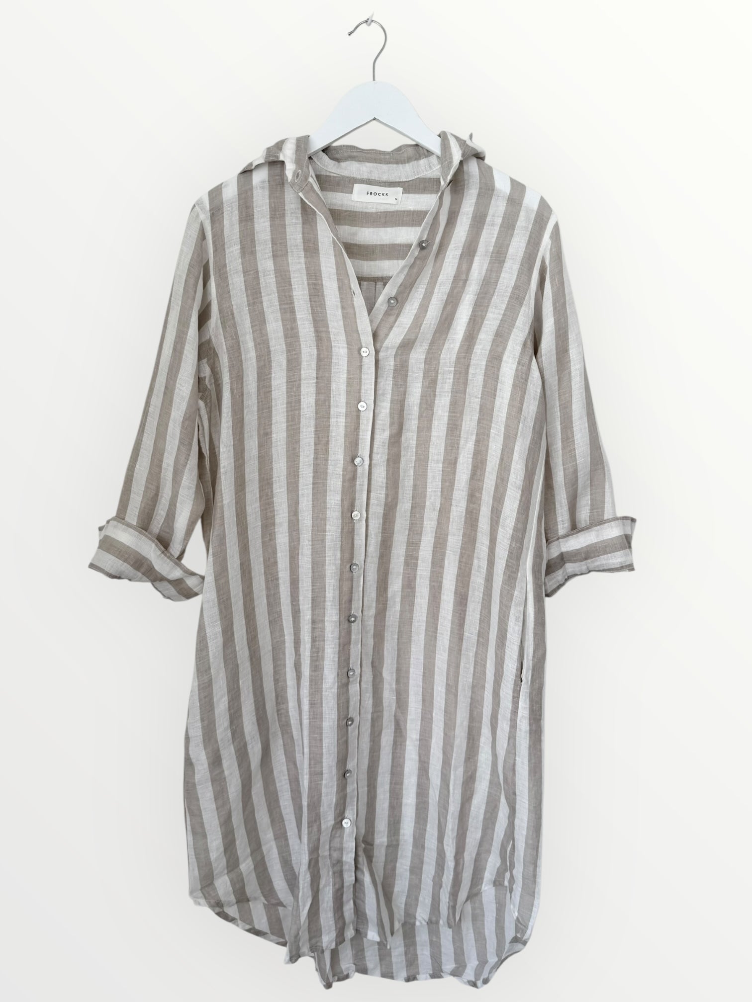 elena shirtdress - natural stripe linen Apparel