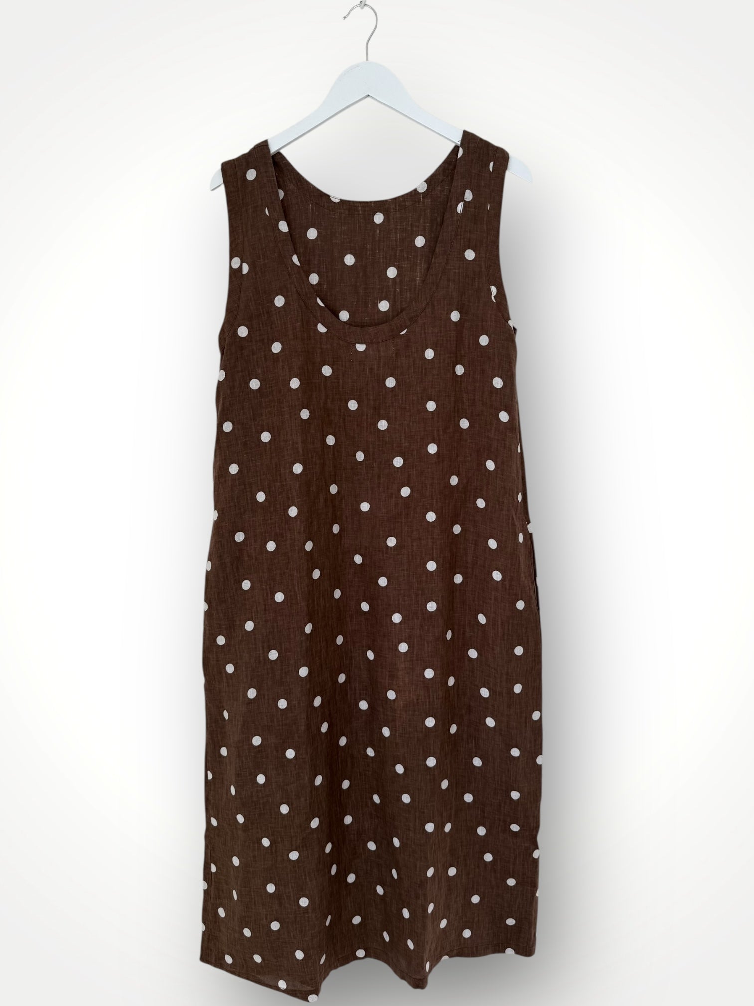 alisa dress - chocolate spot linen dress