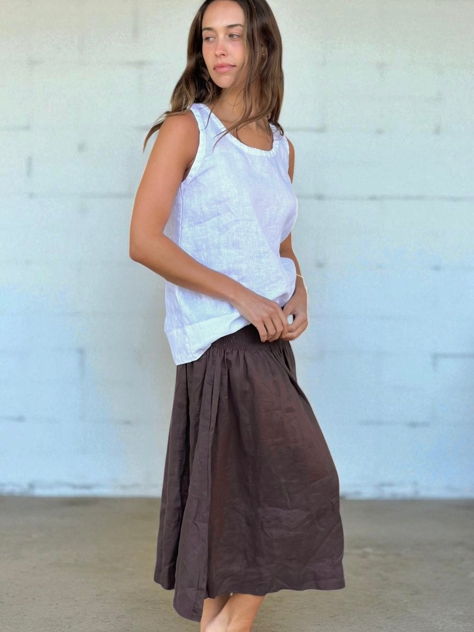 lola skirt - chocolate linen Apparel