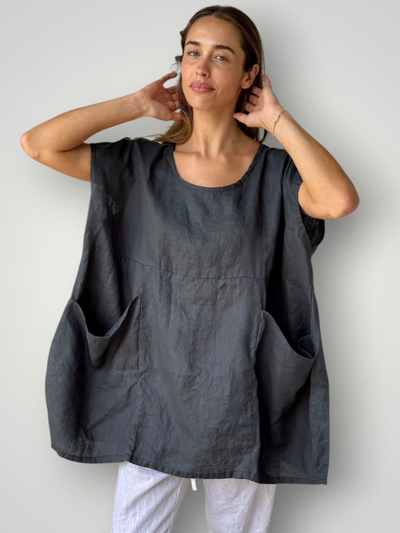 melrose top - charcoal linen Apparel