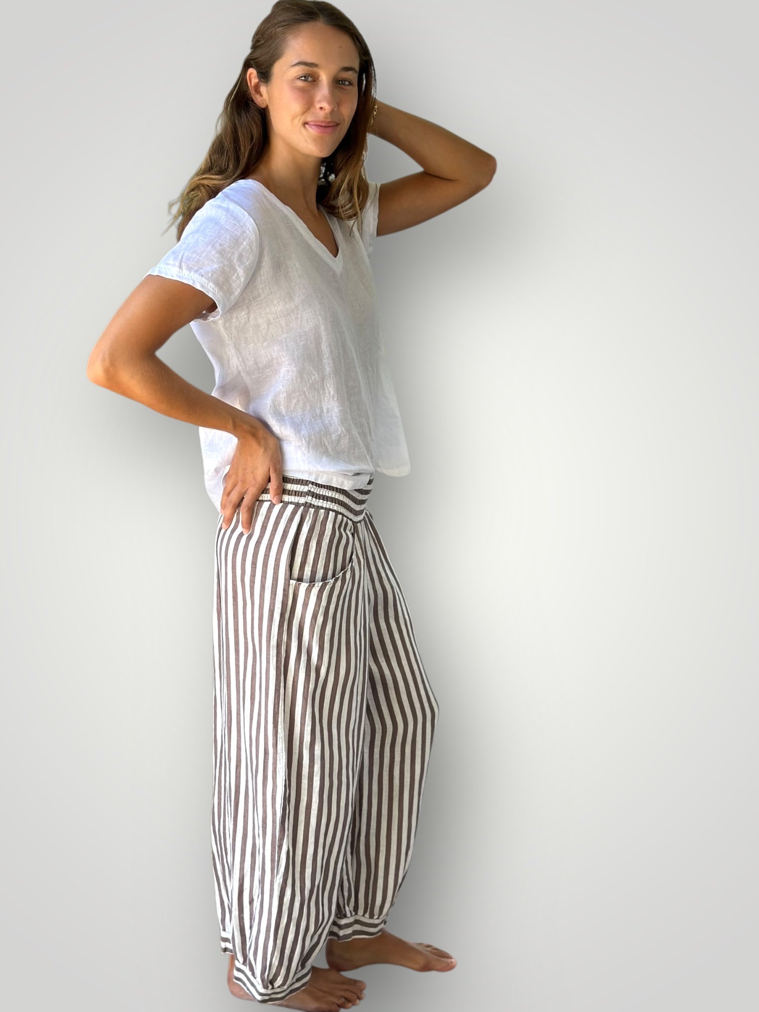 jackie pant - small soil stripe linen Apparel