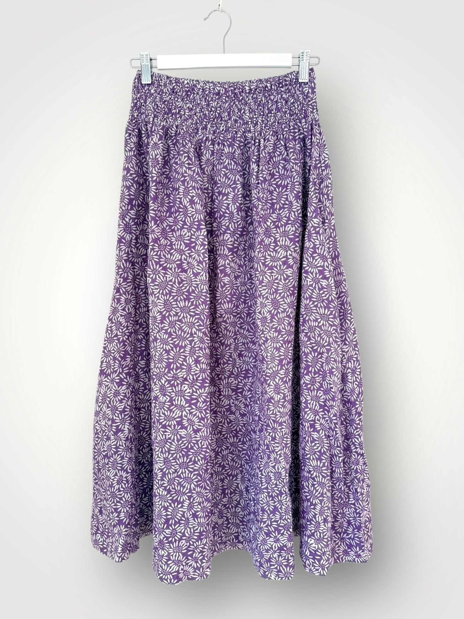 lulu skirt-orchid daisy linen Apparel