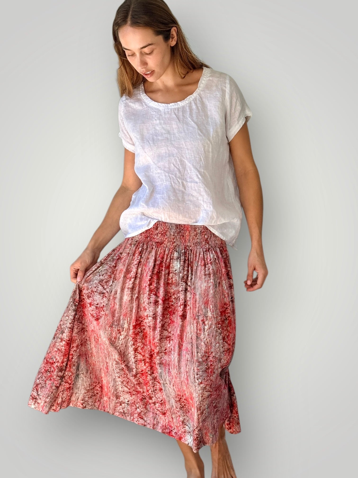 lola skirt - muted reds watercolour Apparel