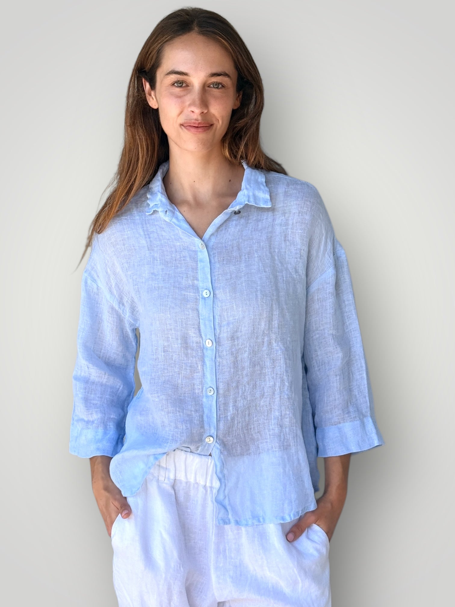 deanna shirt - soft blue linen gauze Apparel