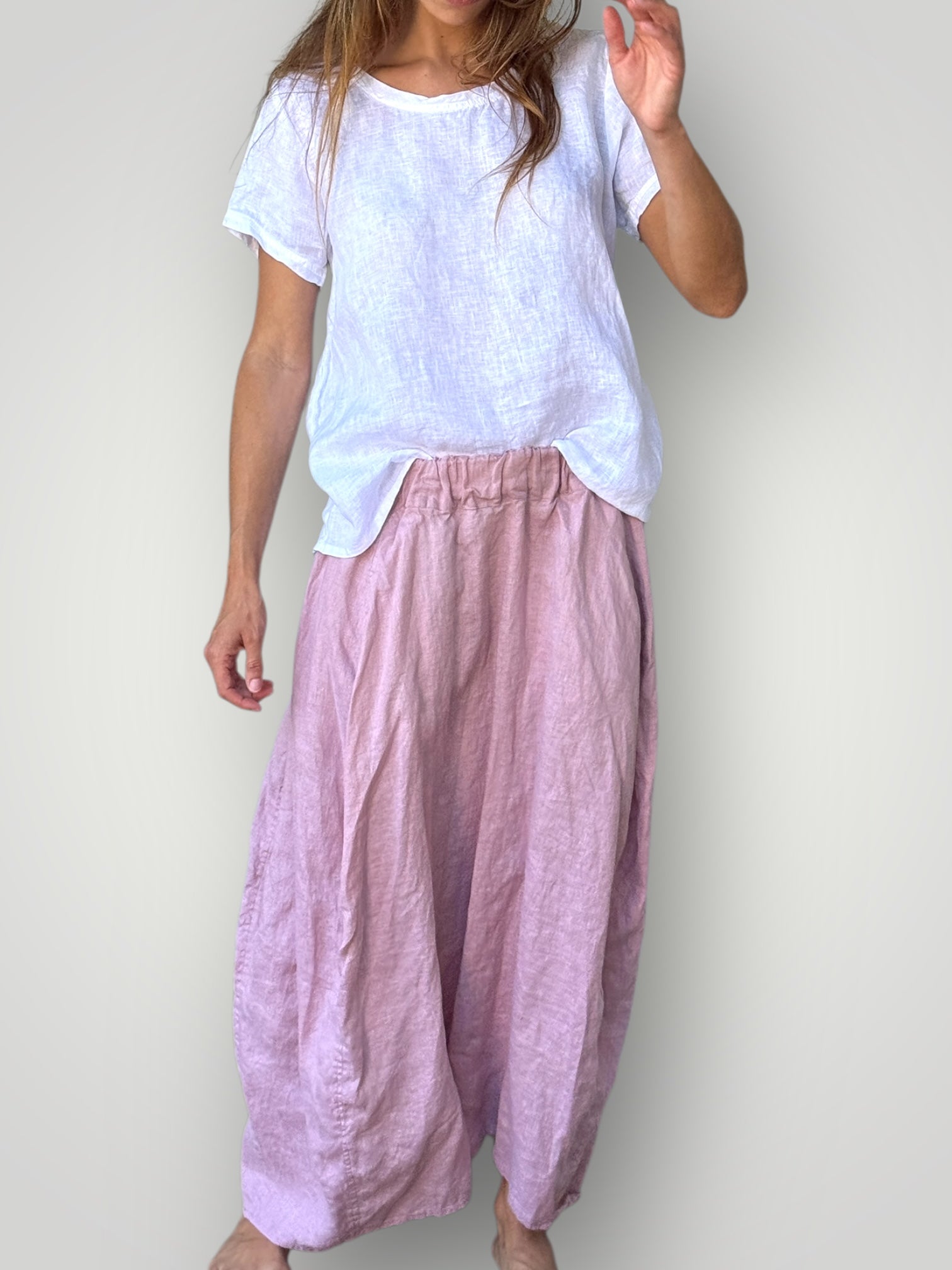 lana skirt-dusty rose linen Apparel