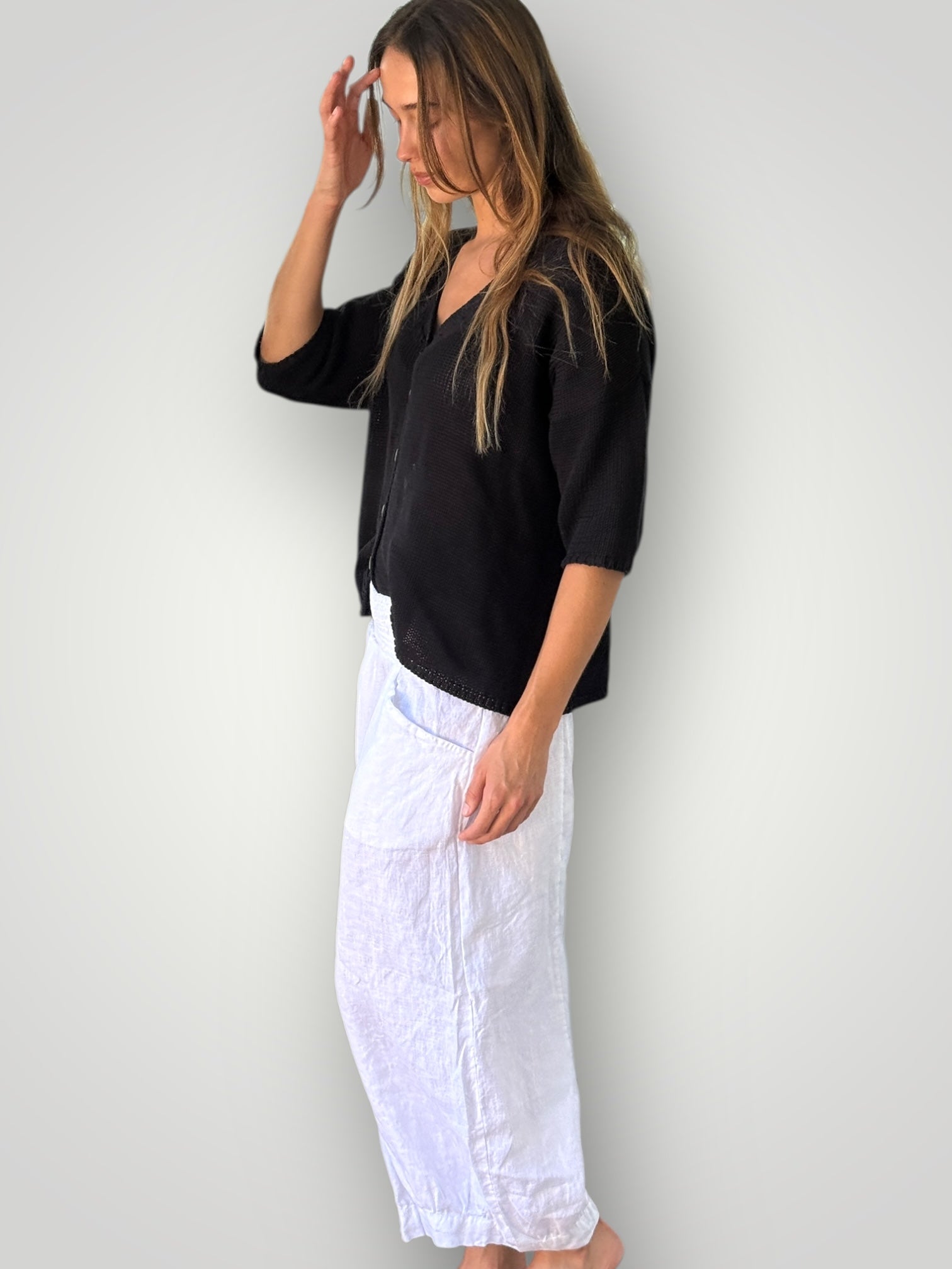 jackie pant-white linen Apparel