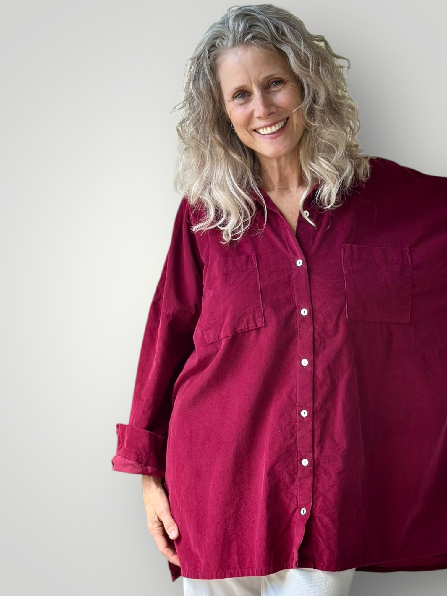 aiden oversized shirt - merlot cord Apparel