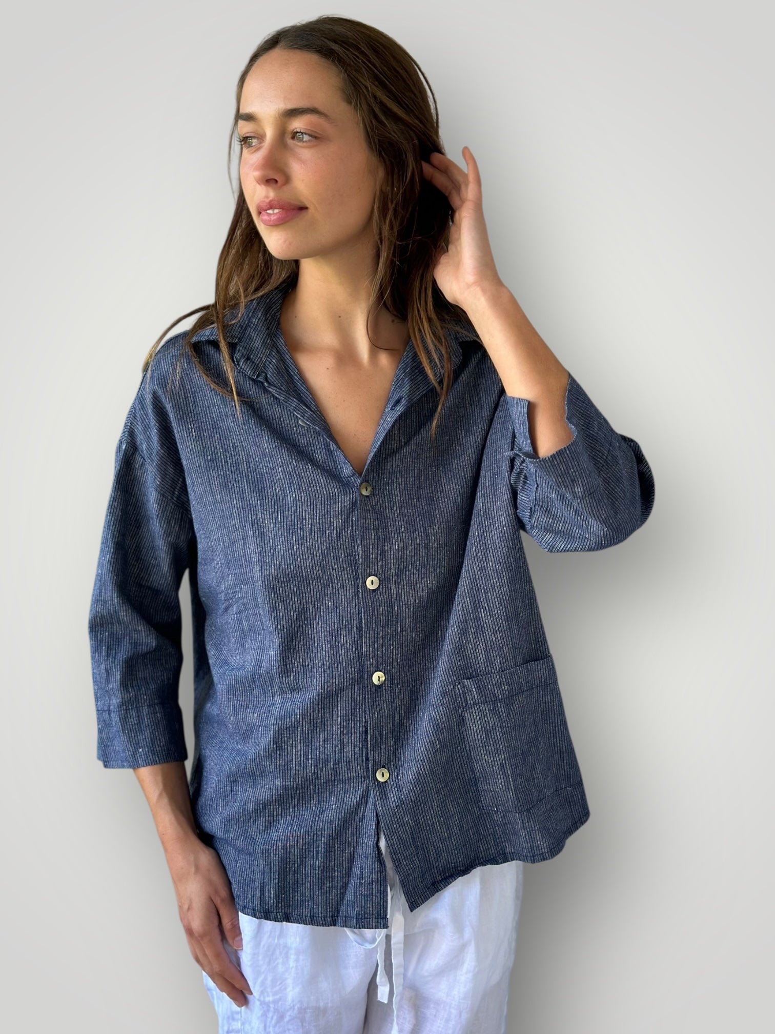 deanna shirt - fine navy stripe Apparel