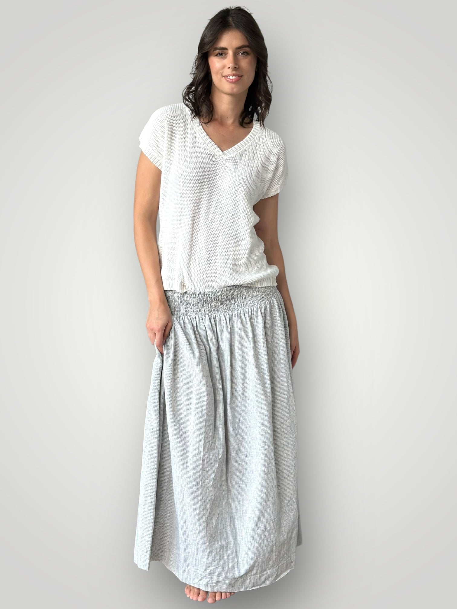 lulu skirt-fine grey stripe hemp Apparel