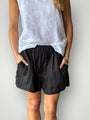 abbey short - black linen Apparel