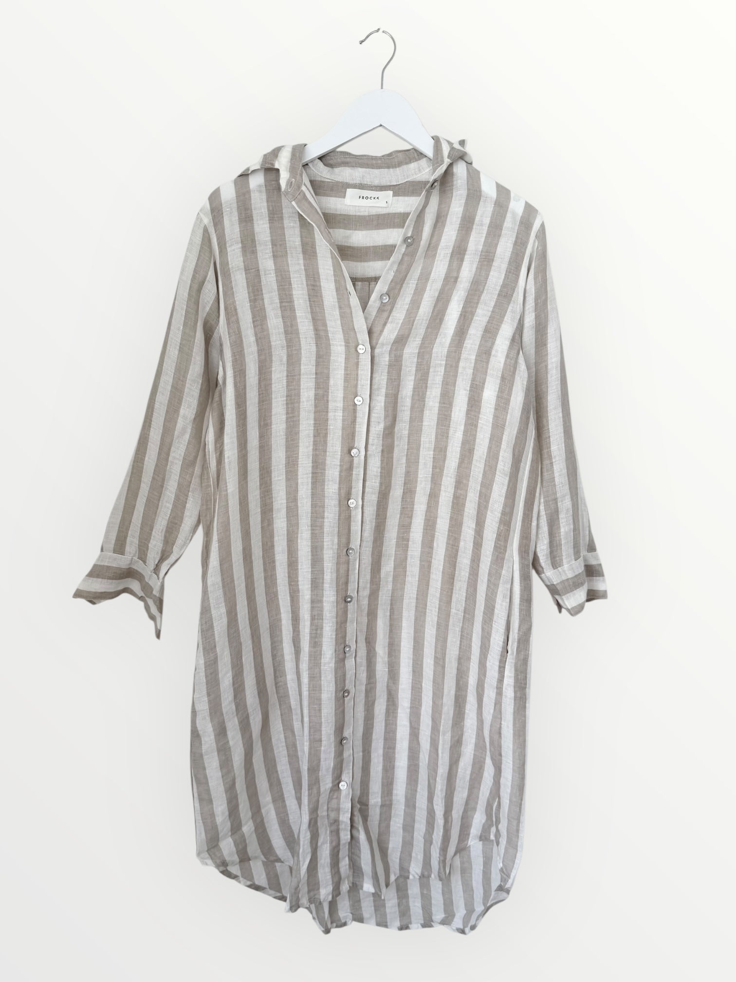 elena shirtdress - natural stripe linen Apparel