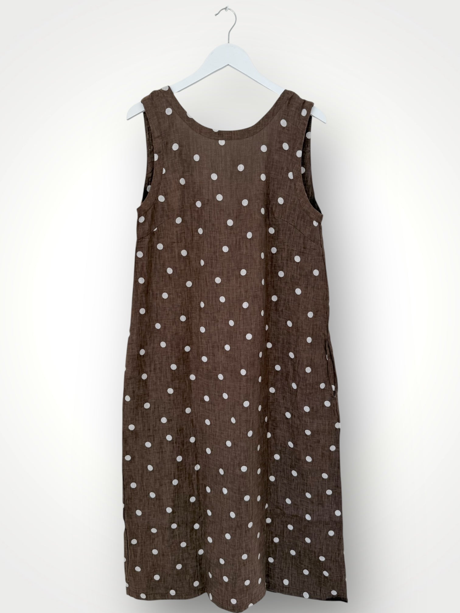 alisa dress - chocolate spot linen dress