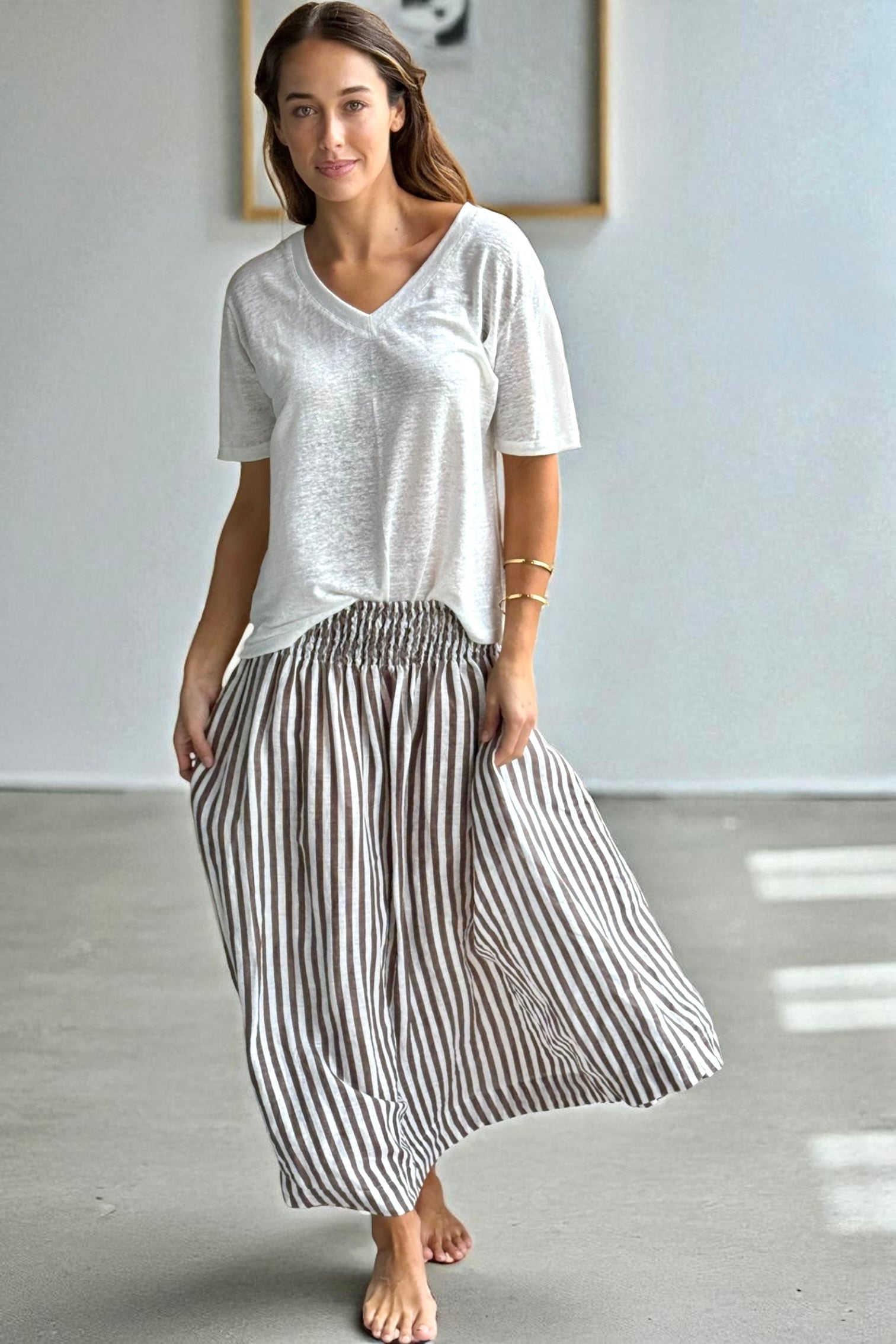 lulu skirt - soil stripe linen Apparel