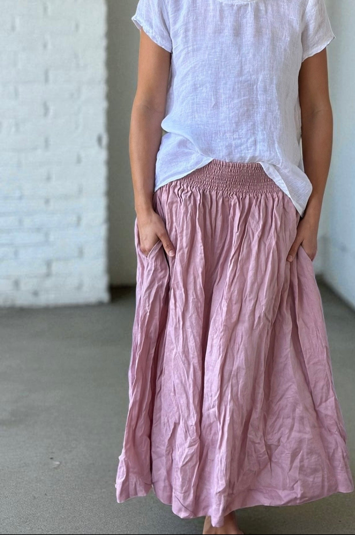 lulu skirt - dusty rose linen Apparel
