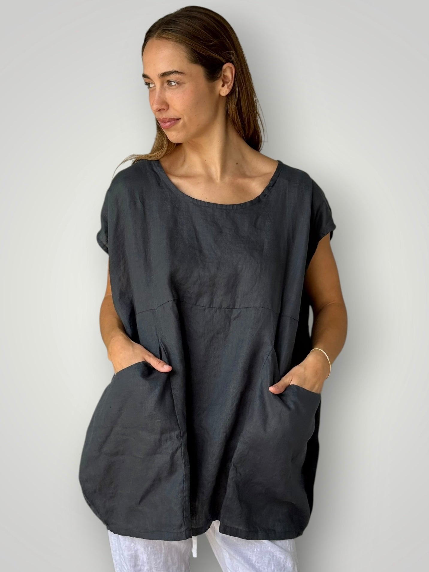 melrose top - charcoal linen Apparel