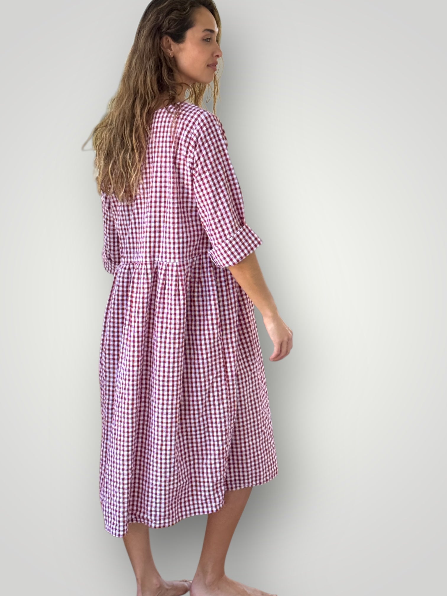 april dress - red gingham cotton Apparel