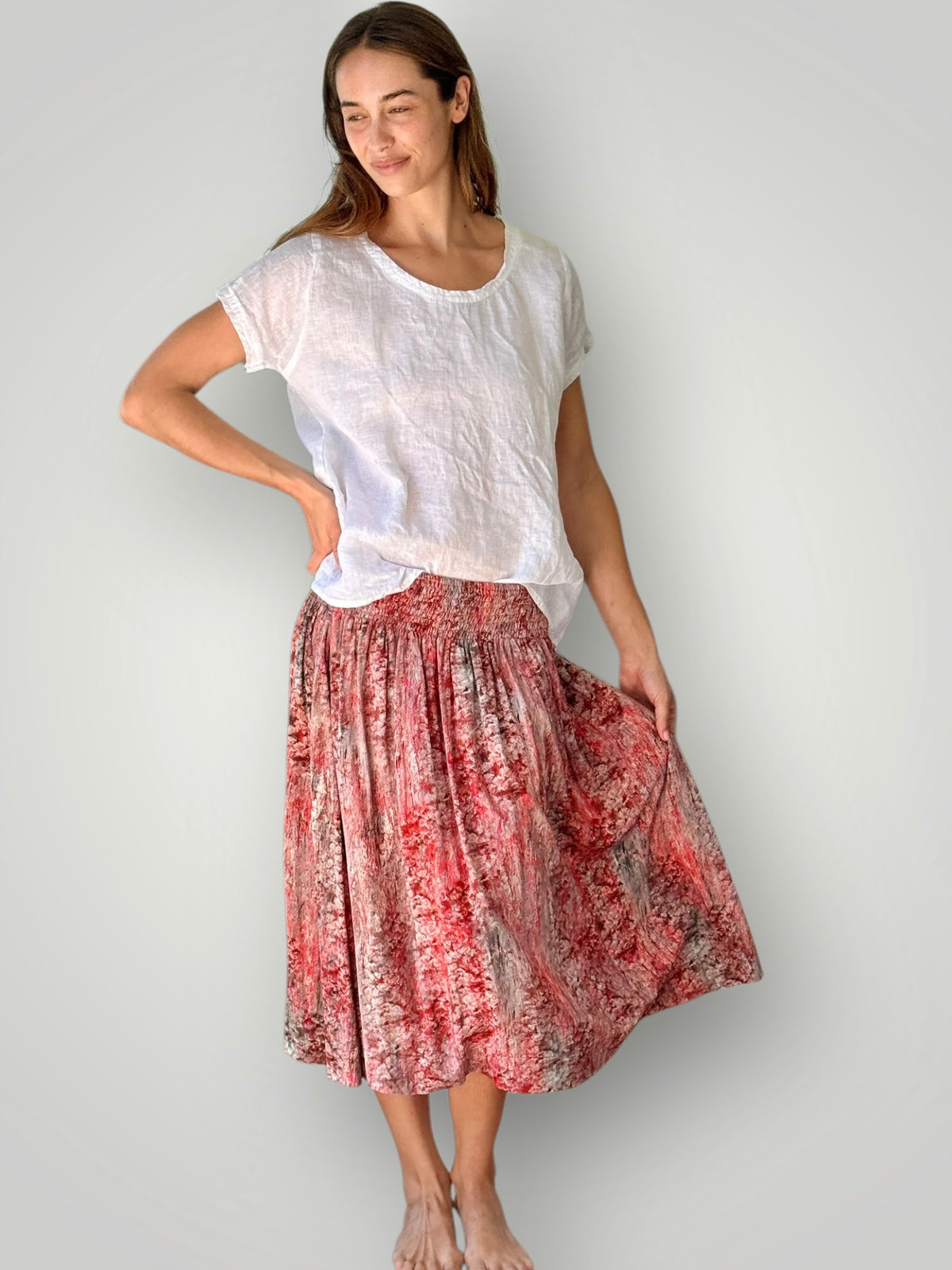lola skirt - muted reds watercolour Apparel
