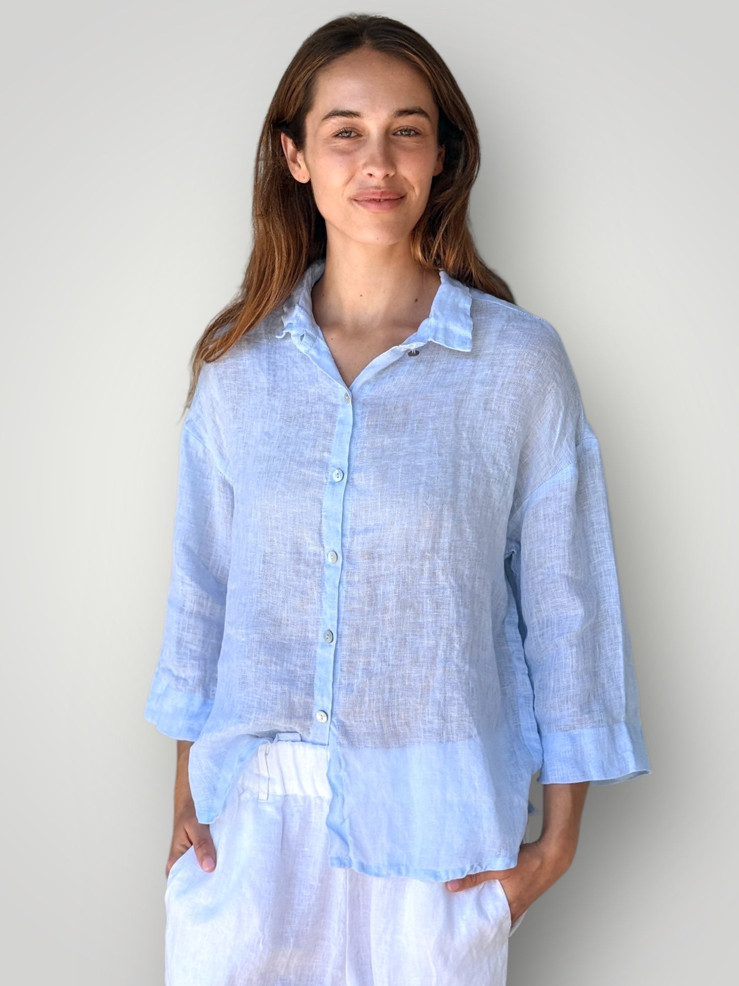 deanna shirt - soft blue linen gauze Apparel