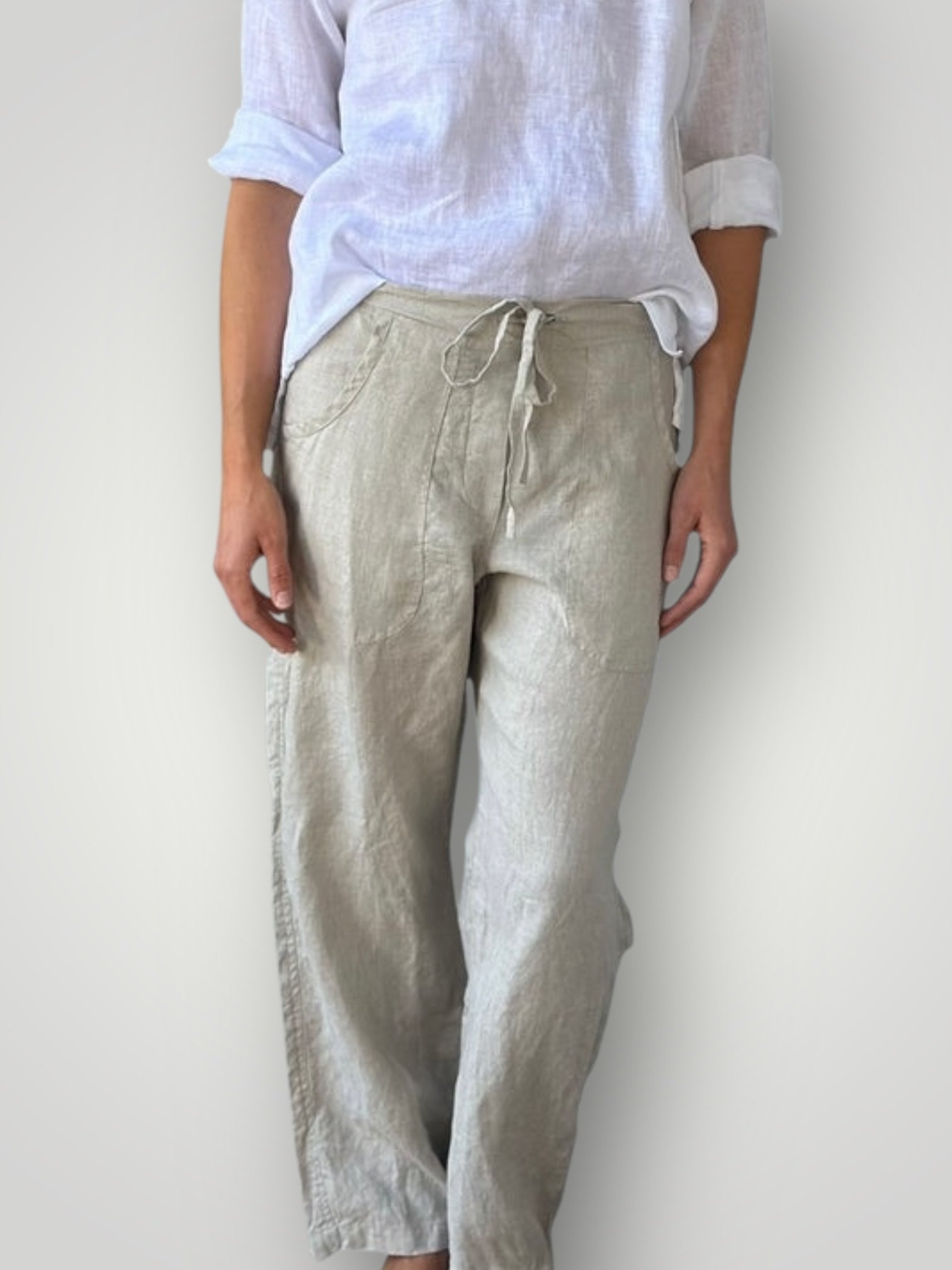 fleur straight leg pants - natural linen Apparel