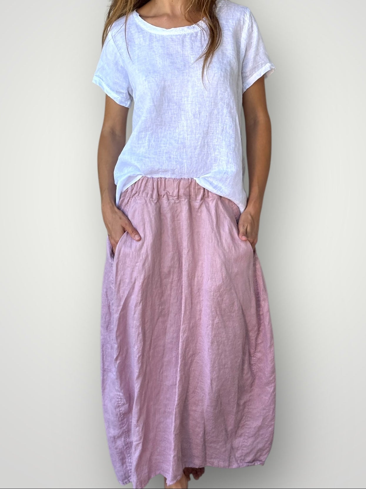 lana skirt-dusty rose linen Apparel