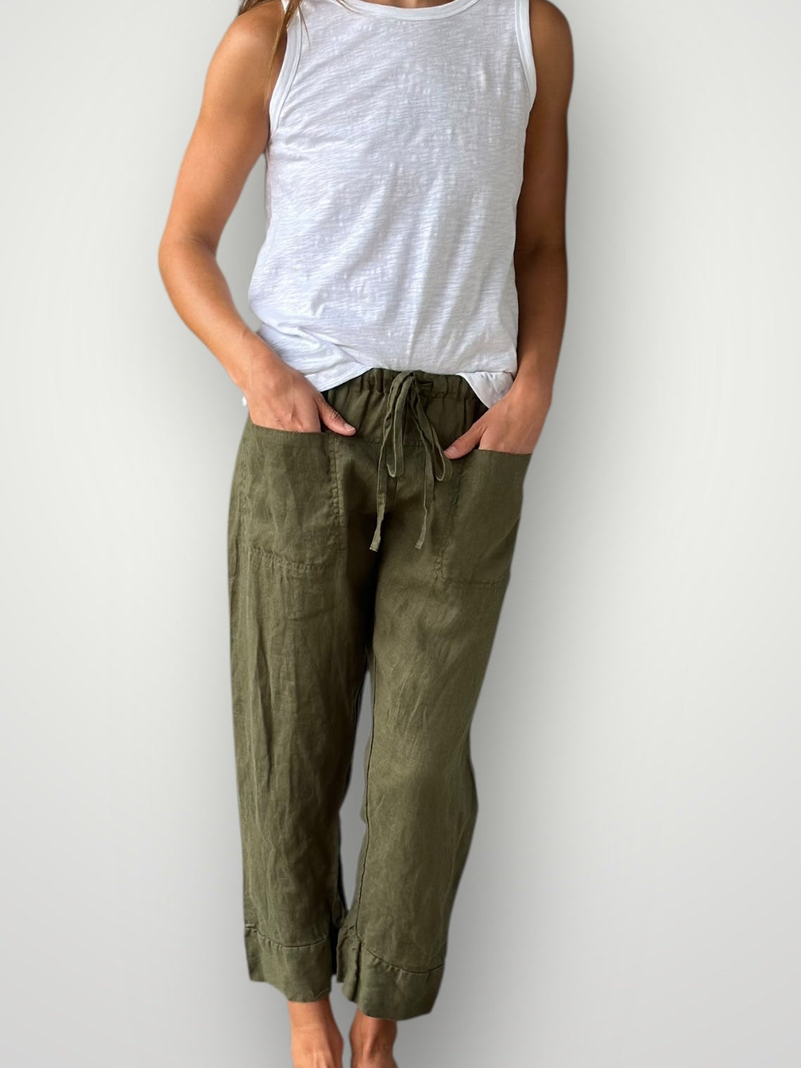 darcy pants - army linen Apparel