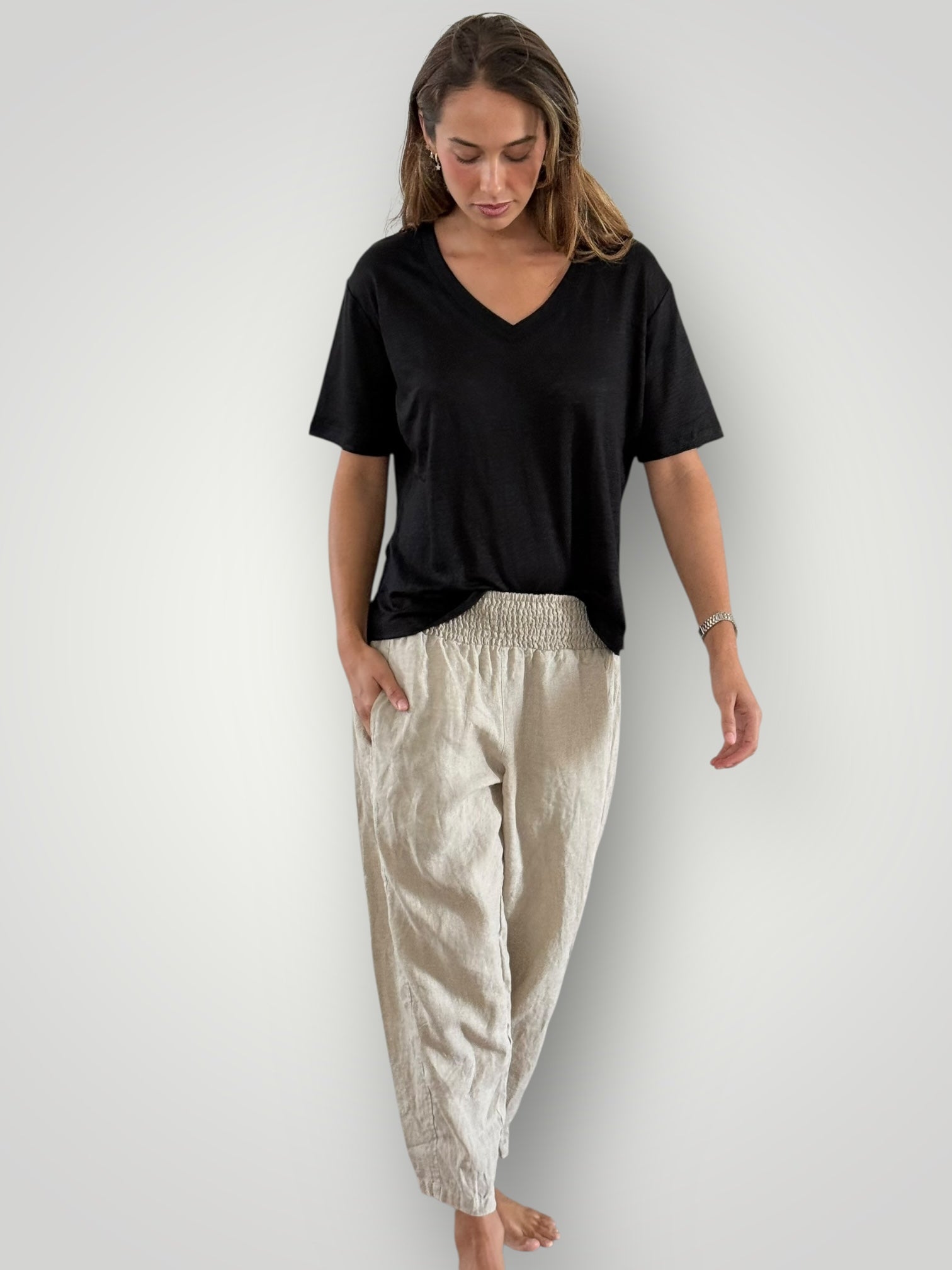 frankie pants - natural linen Apparel