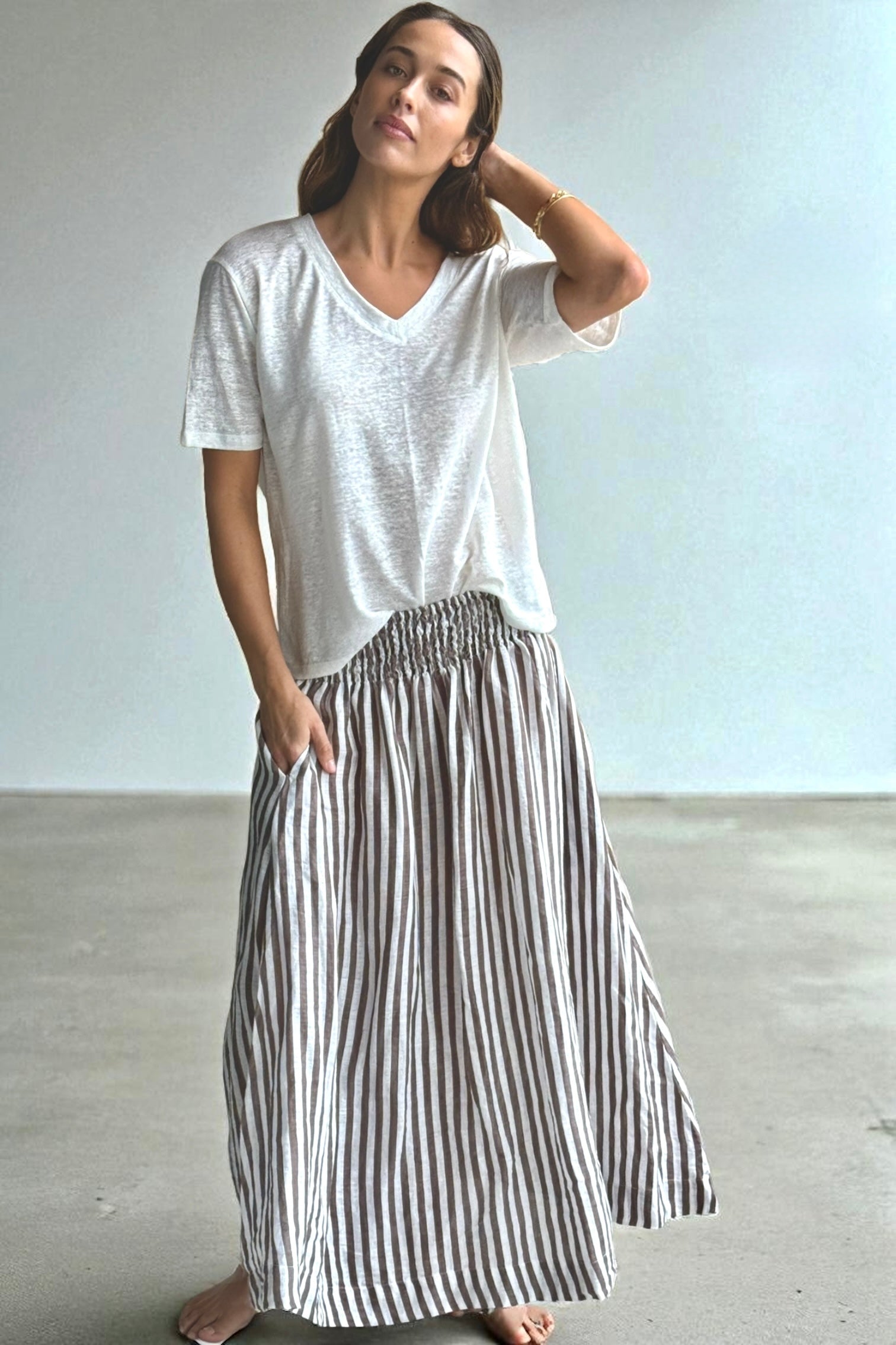 lulu skirt - soil stripe linen Apparel