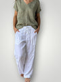 fleur straight leg pants - white linen Apparel