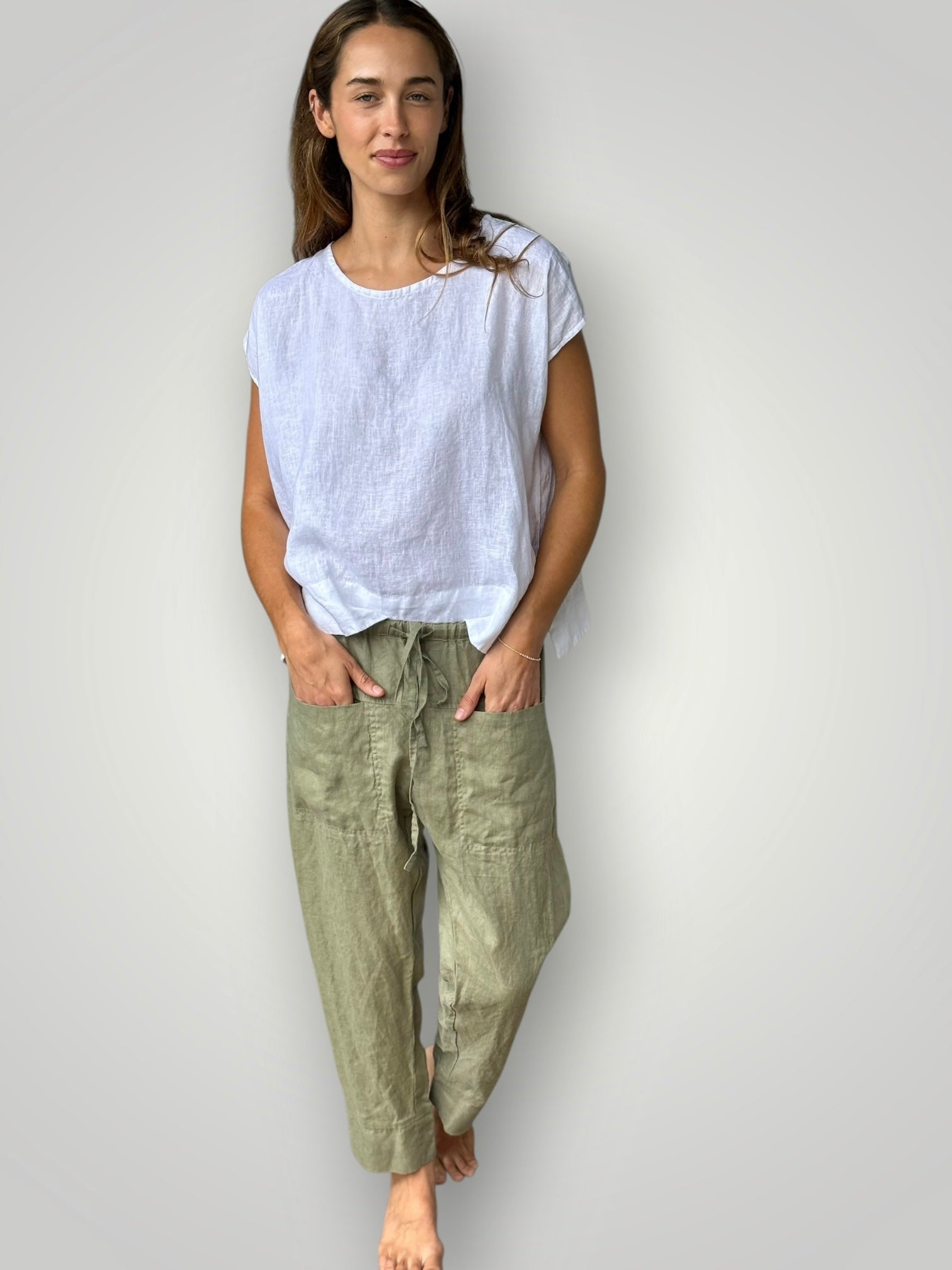 【未着用】deres Sage / floating linen pants darcy pants - sage linen – frockk