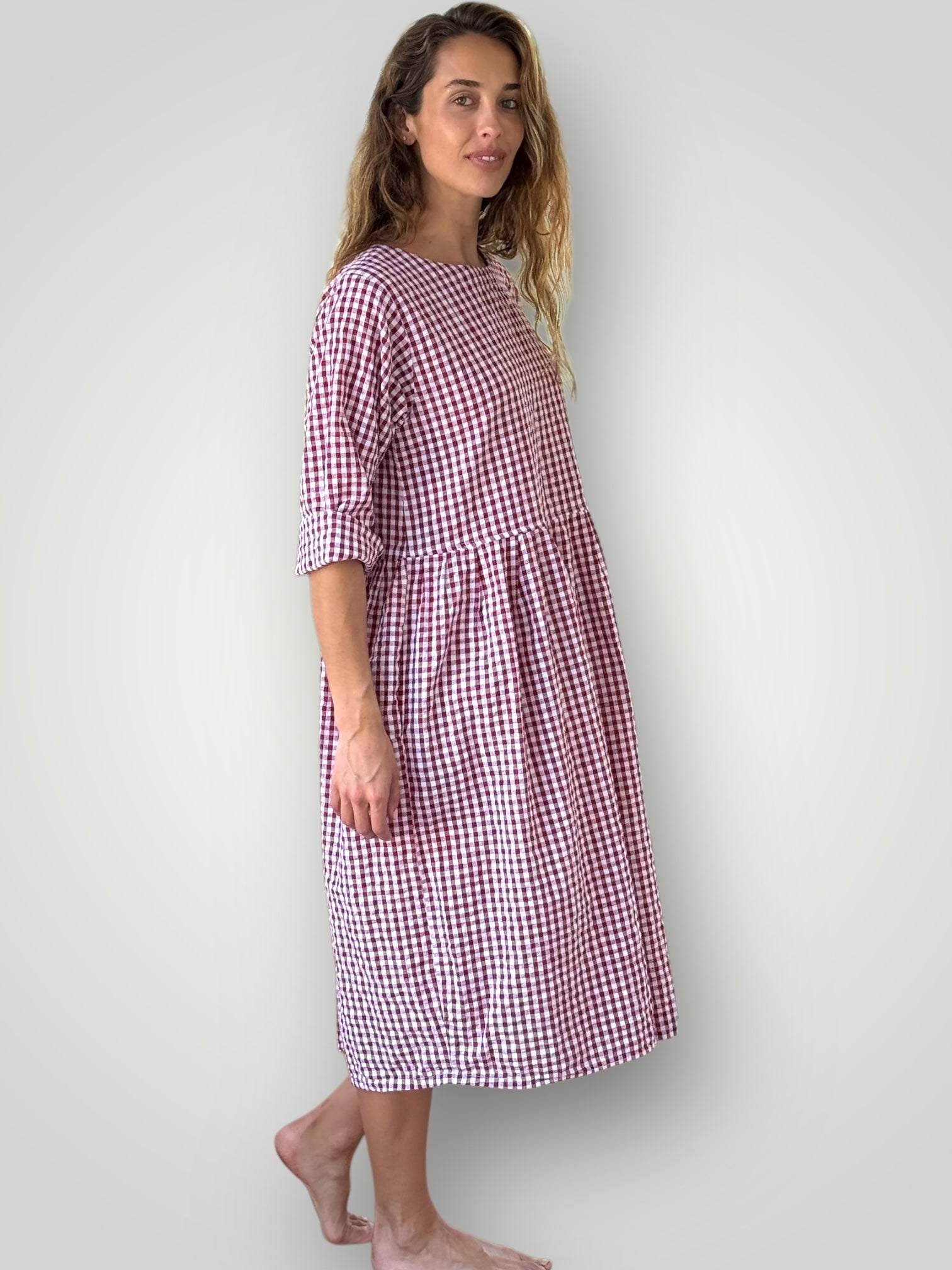 april dress - red gingham cotton Apparel