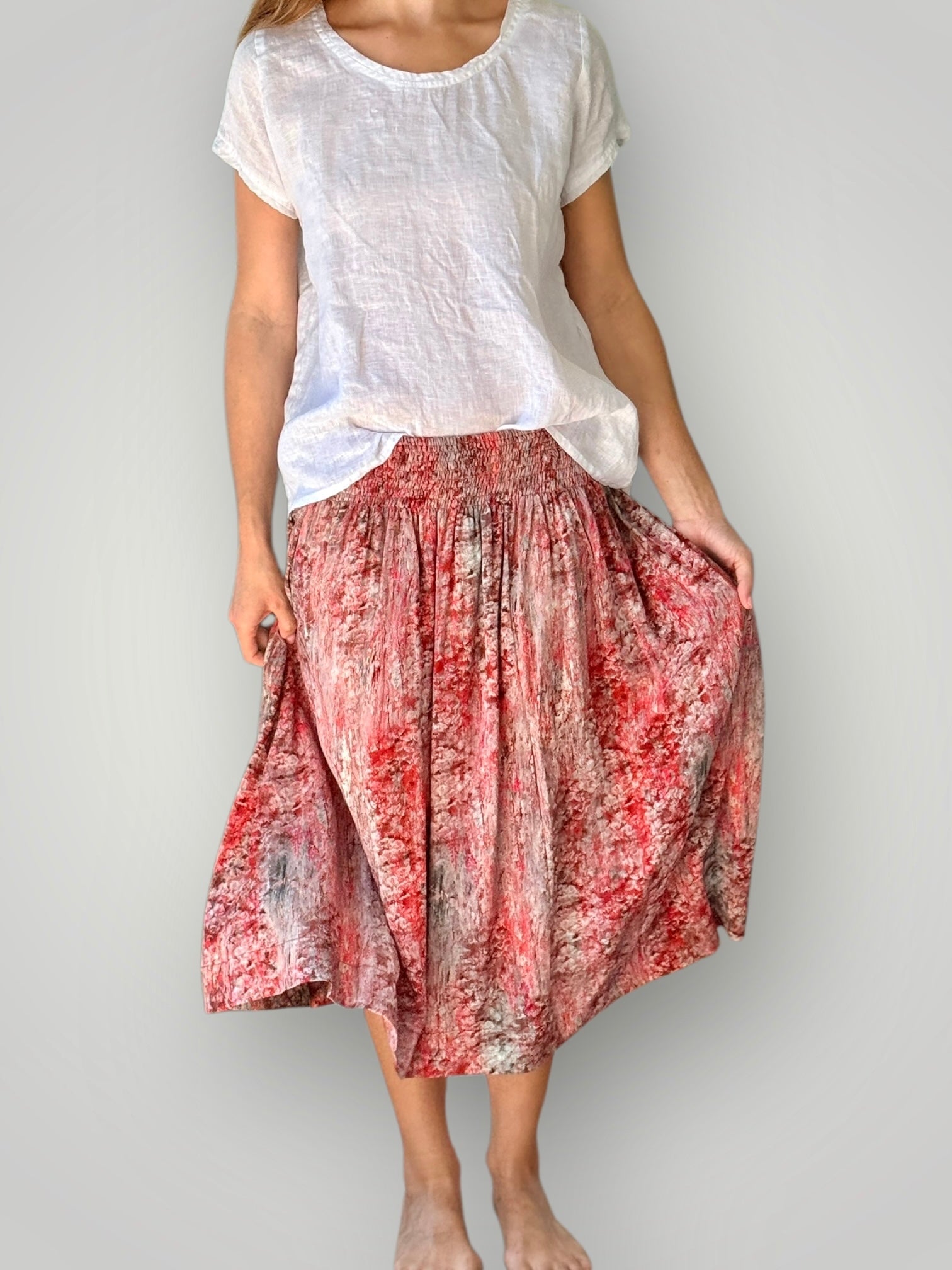 lola skirt - muted reds watercolour Apparel
