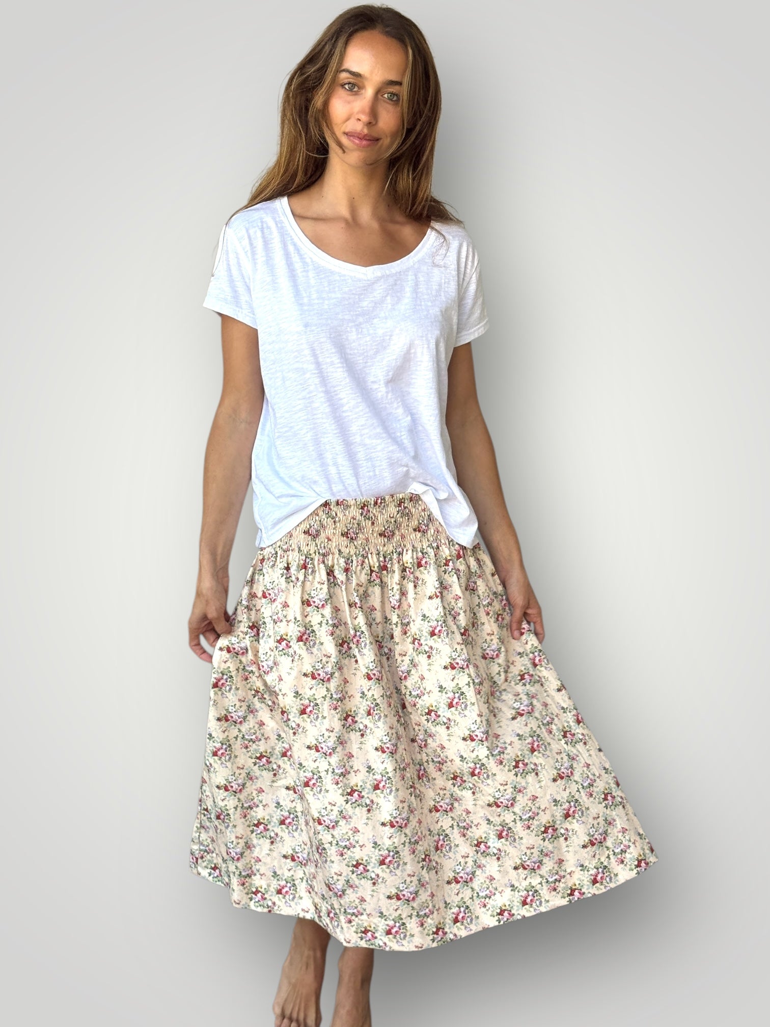 lola skirt - antique floral cotton Apparel