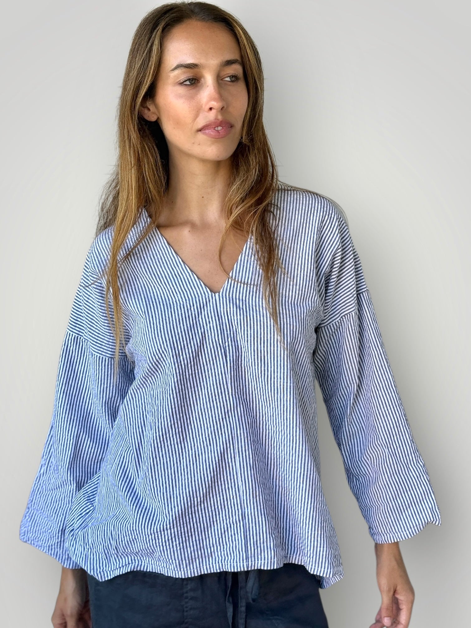 paige top - grey stripe cotton Apparel