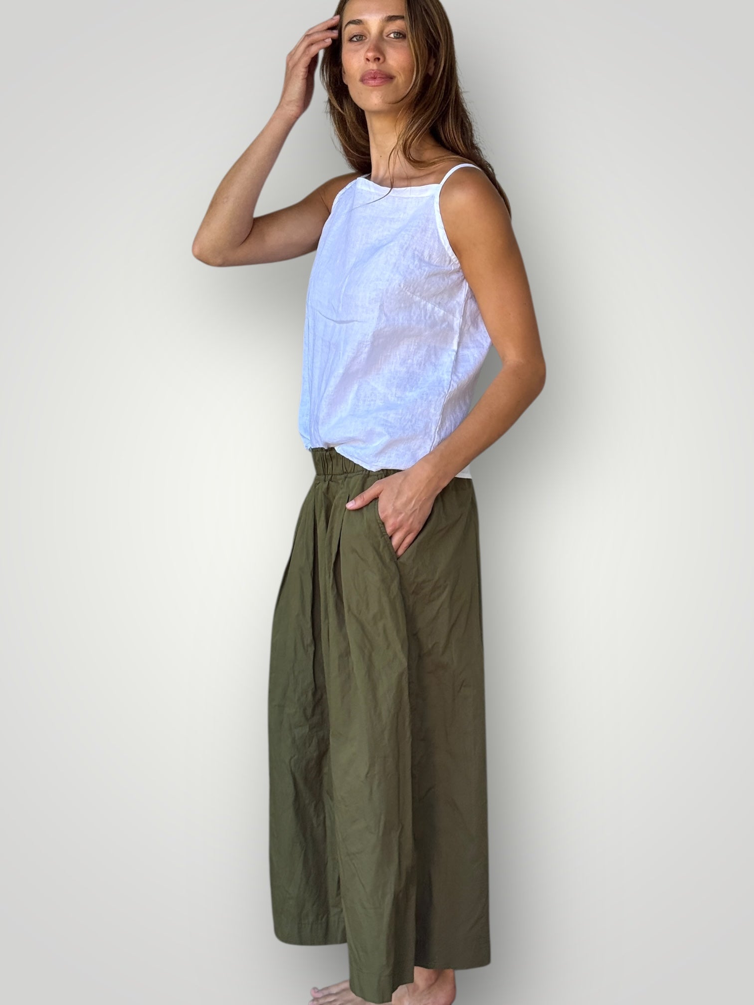 milly tank - white linen Apparel