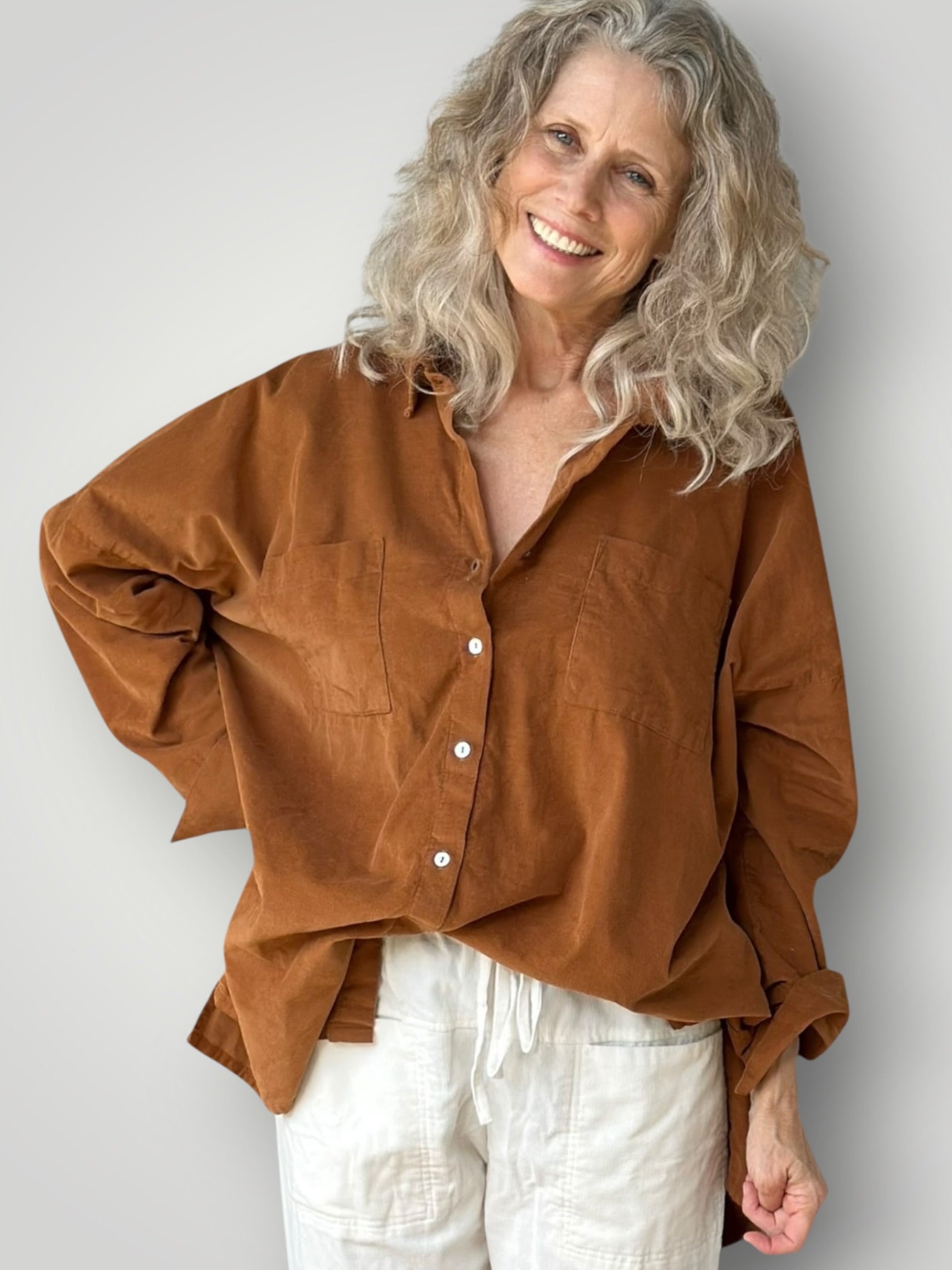 aiden oversized shirt -toffee cord Apparel