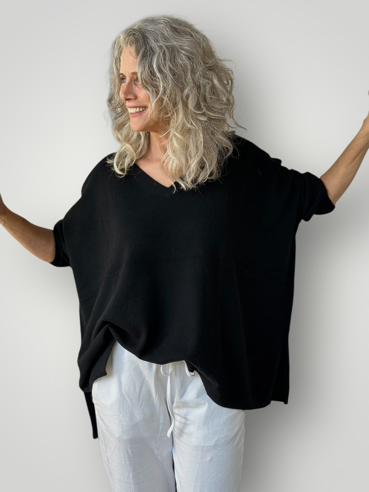 boyfriend v cashmere knit-black Apparel