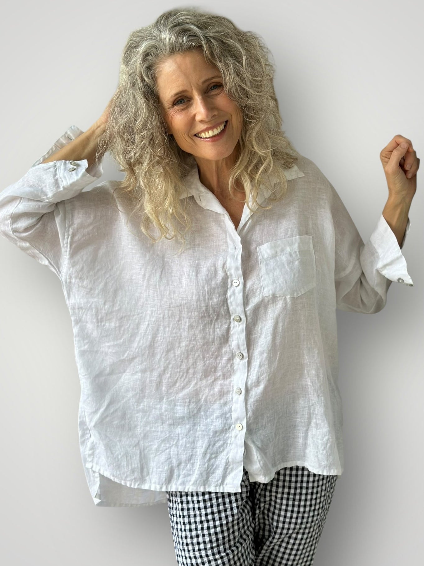 rosie shirt - white linen Apparel