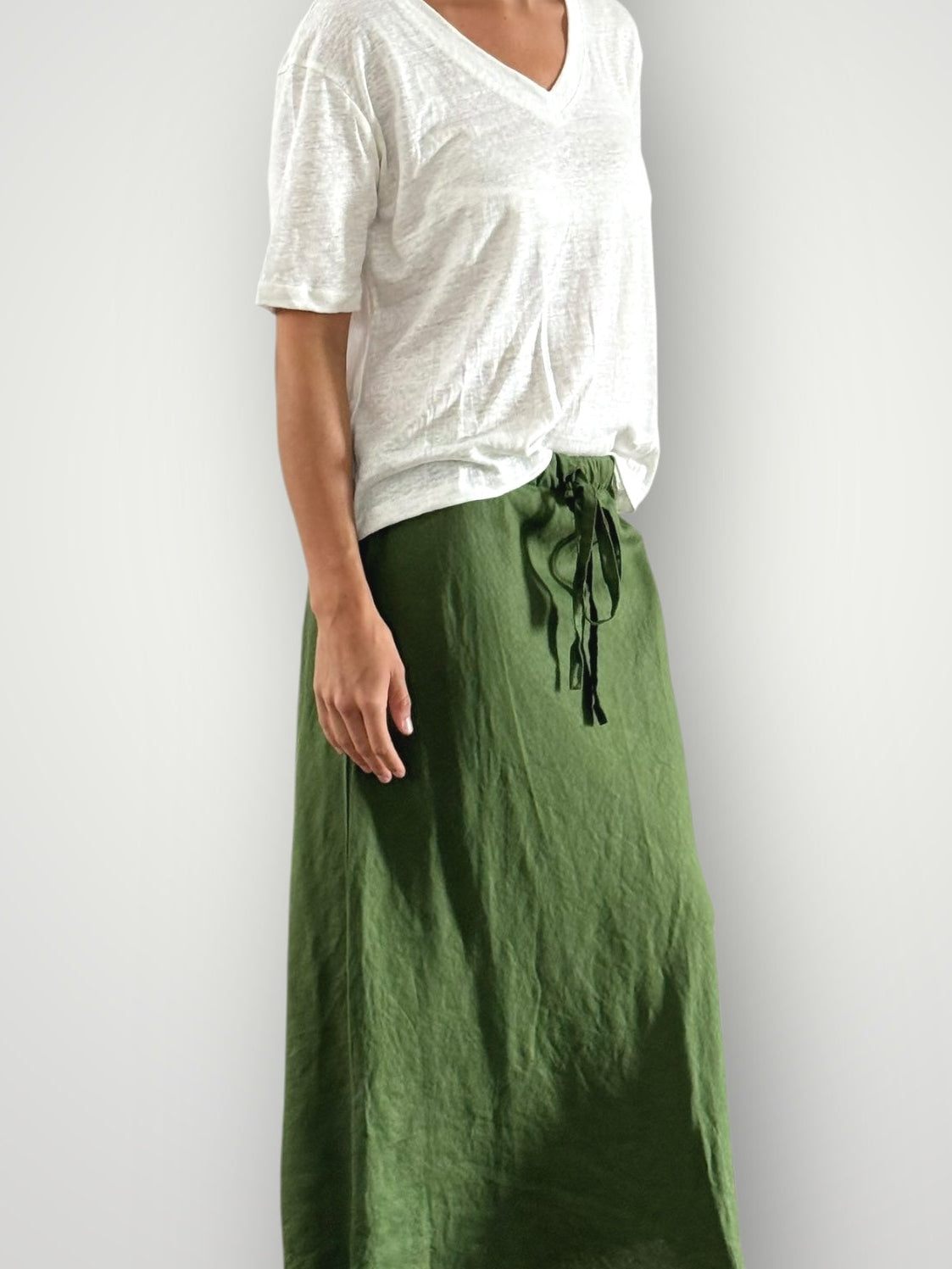 anthea skirt - moss linen Apparel