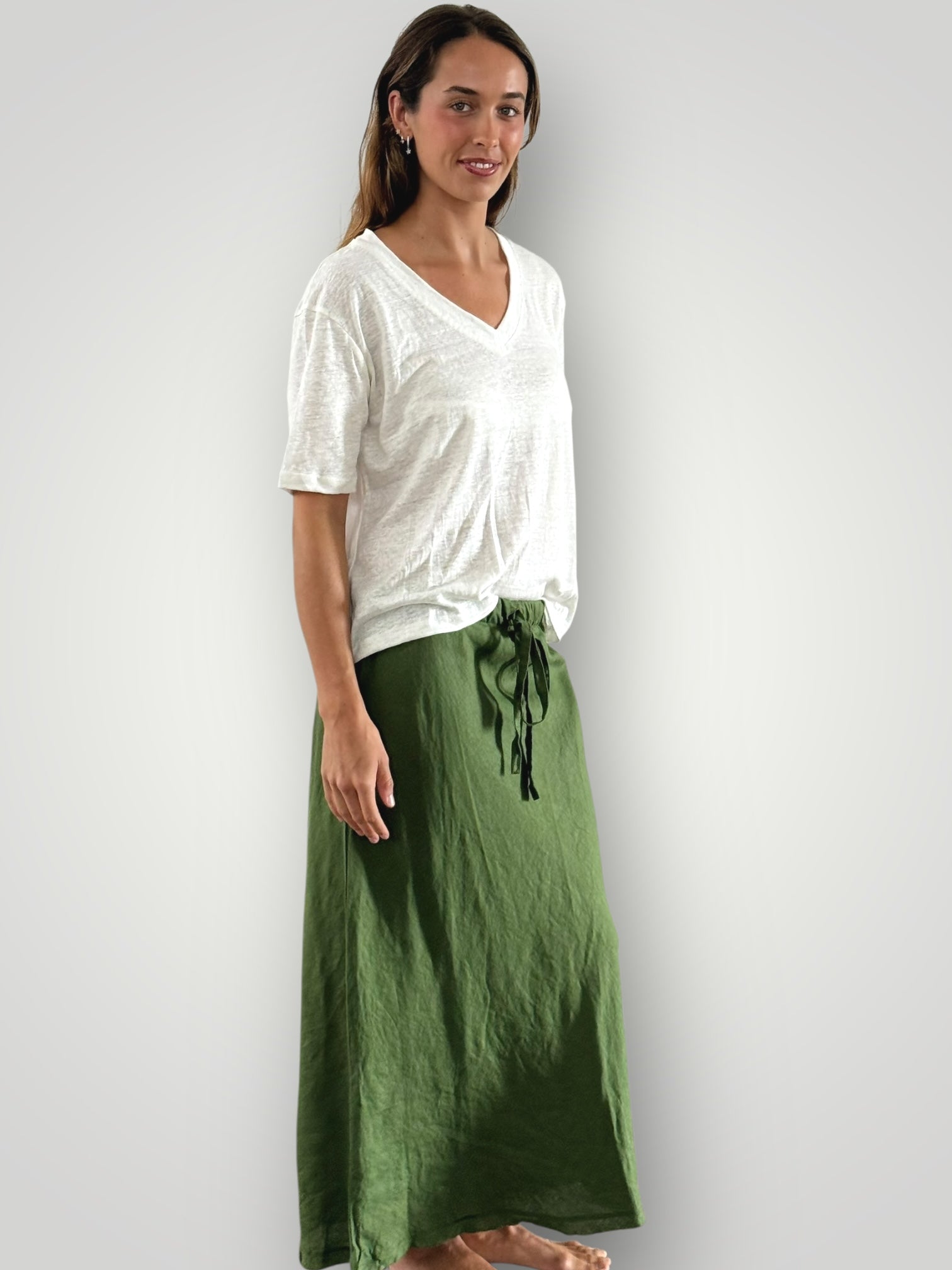 anthea skirt - moss linen Apparel