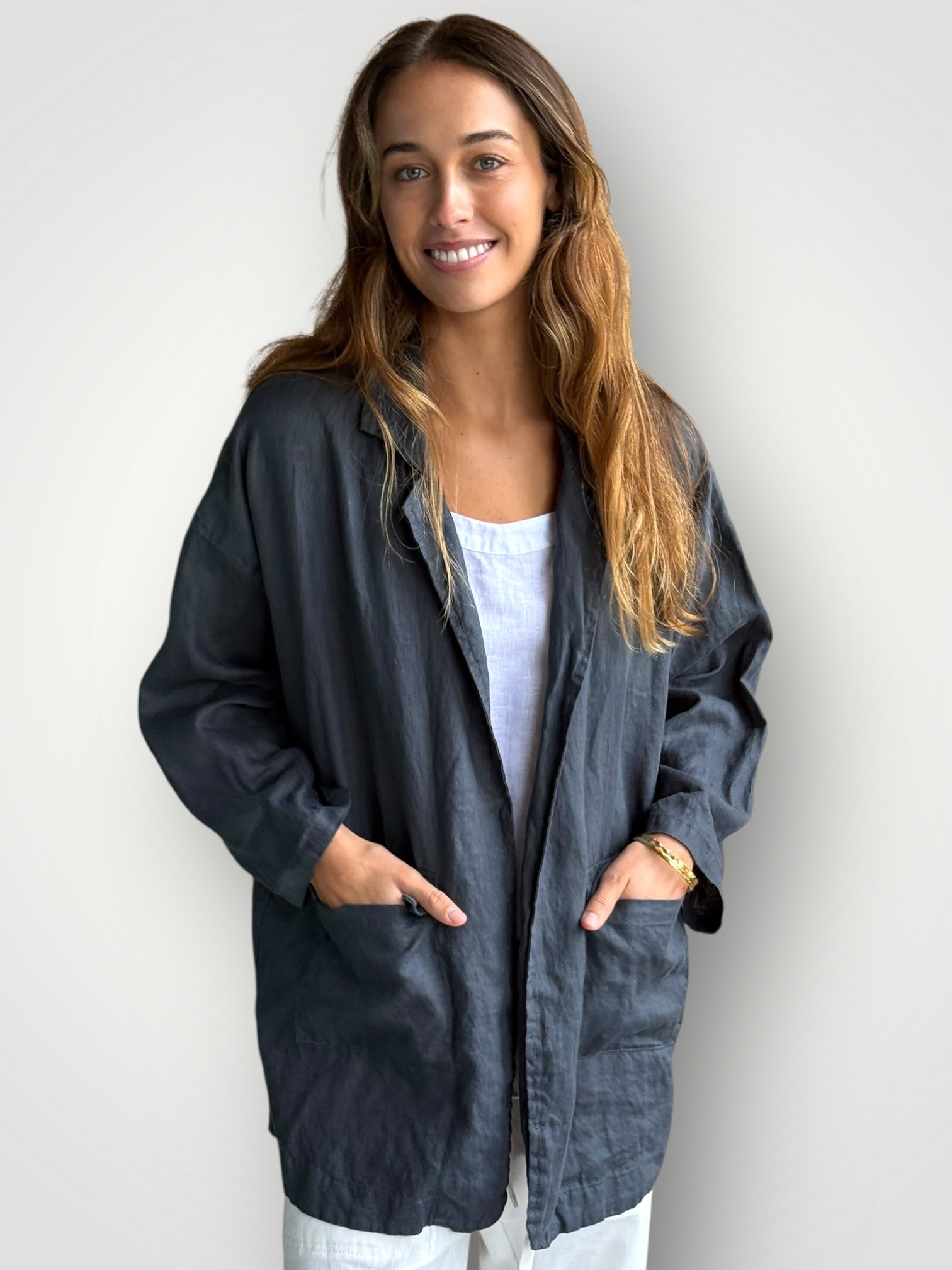 eden blazer - charcoal linen Shirts