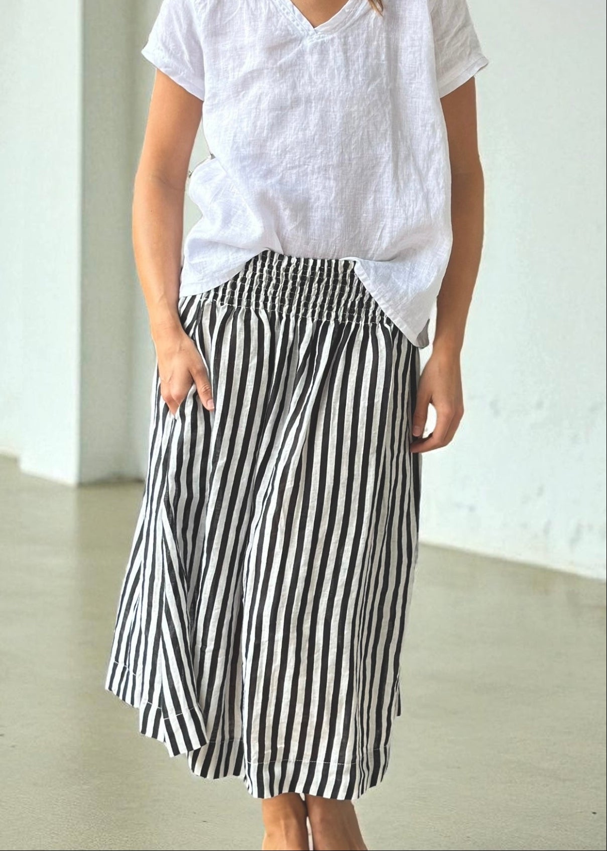 lola skirt- charcoal stripe linen Apparel